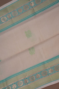 Image of Kanchipuram Silk Off White Saree