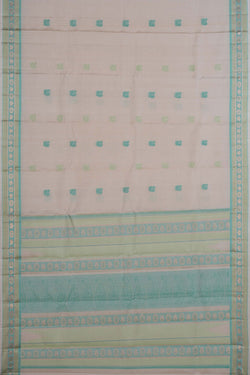 Image of Kanchipuram Silk Off White Saree