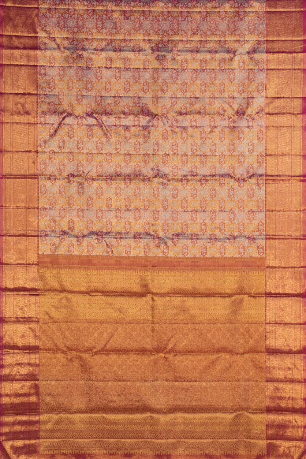 Image of Kanchipuram Tissue Brocade Coral Pink Saree