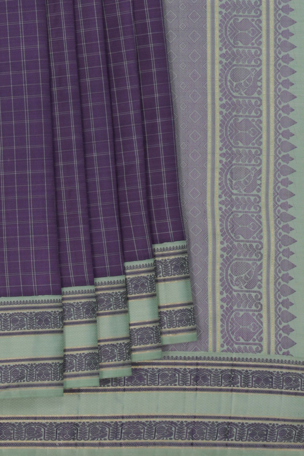 Image of Kanchipuram Kattam Purple Saree