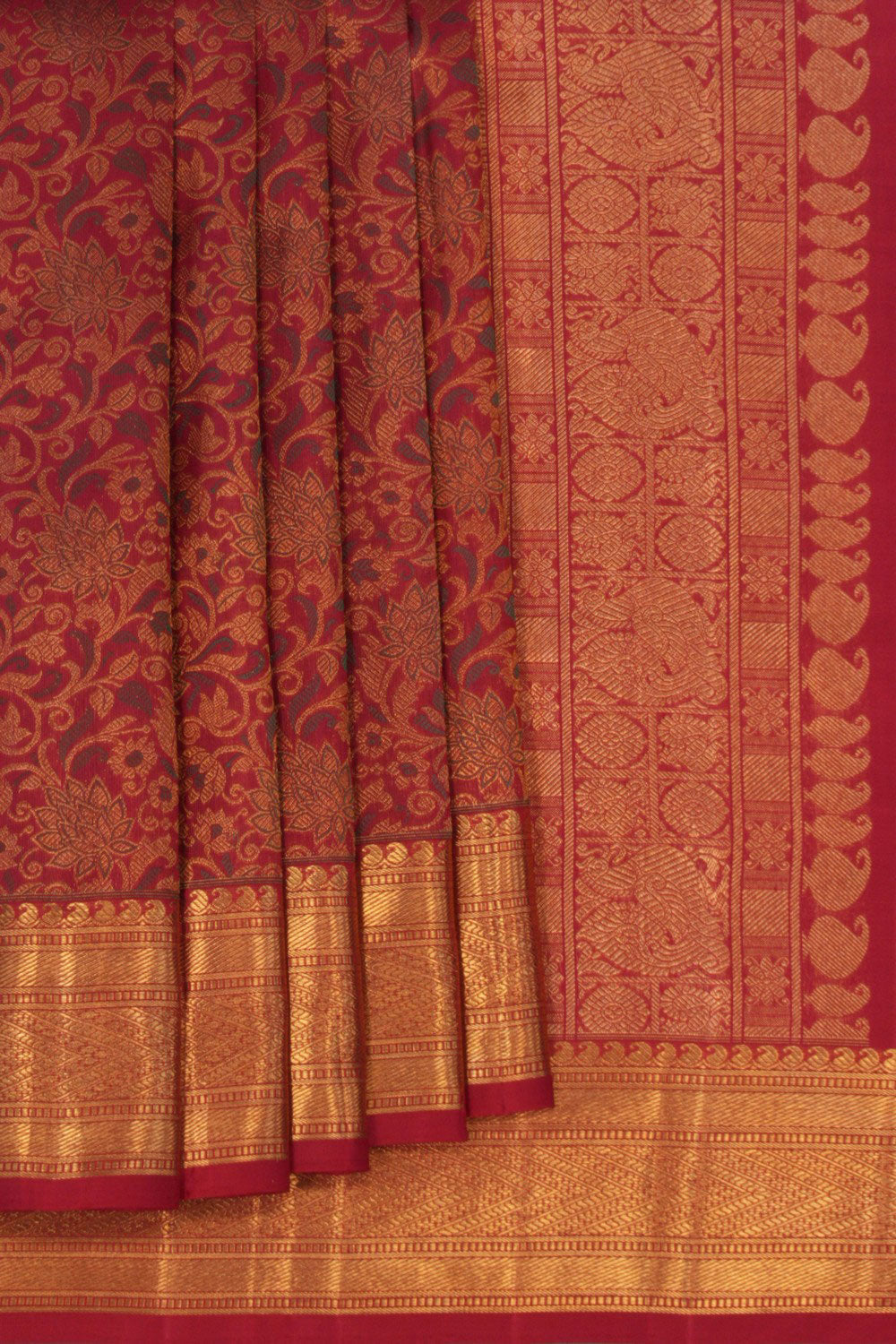 Image of Kanchipuram Brocade Red Saree