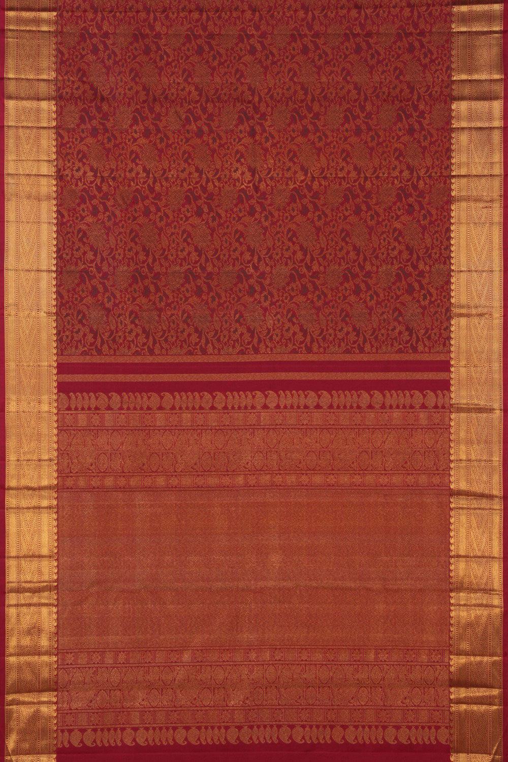 Image of Kanchipuram Brocade Red Saree