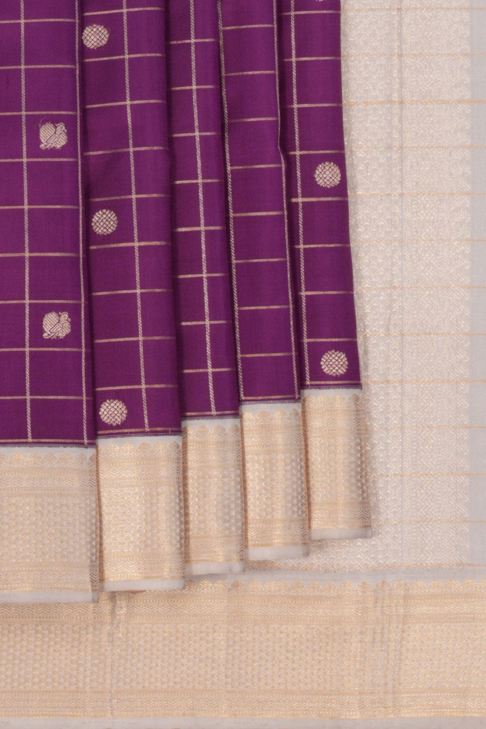 Image of Kanchipuram Kattam Purple Saree