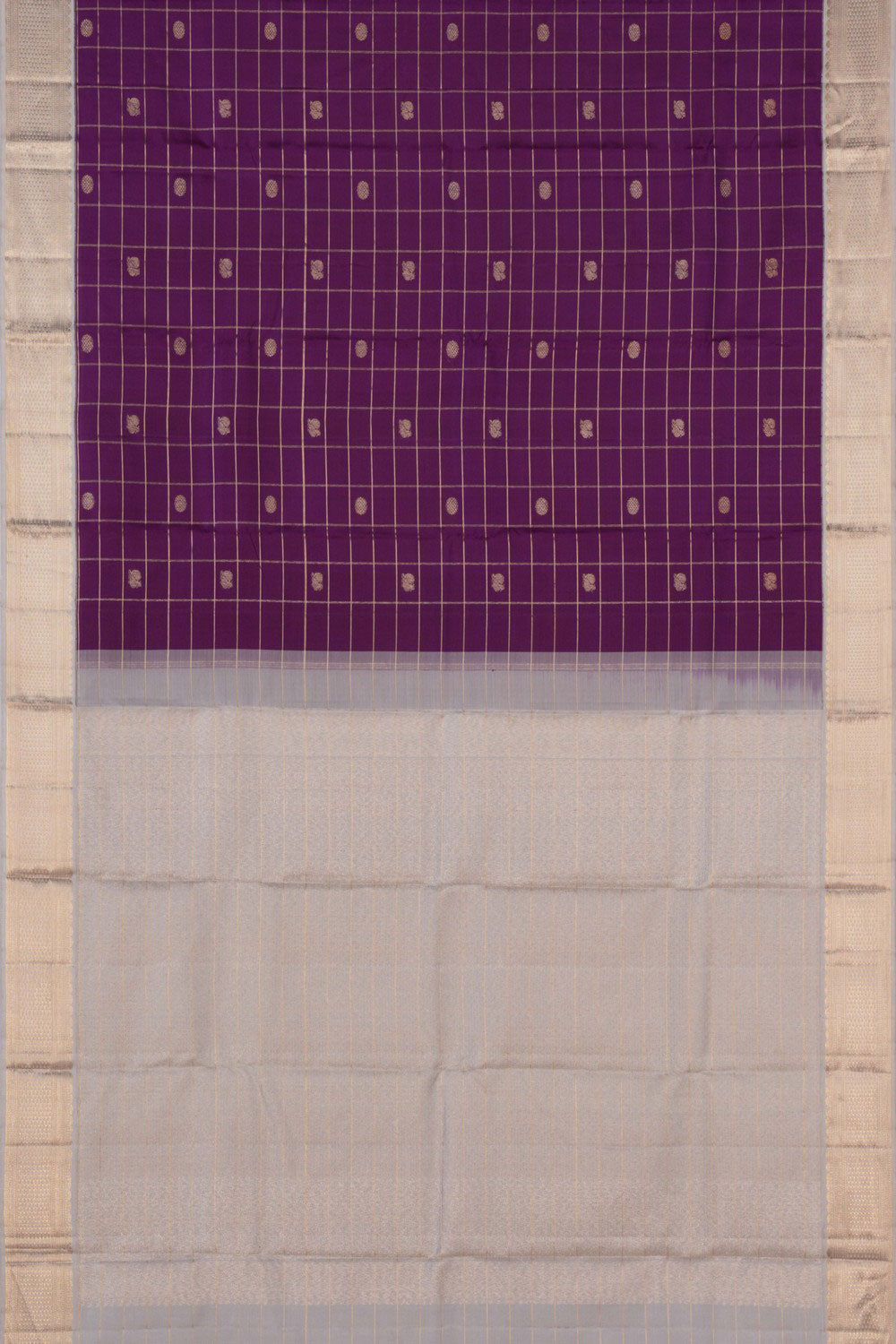 Image of Kanchipuram Kattam Purple Saree