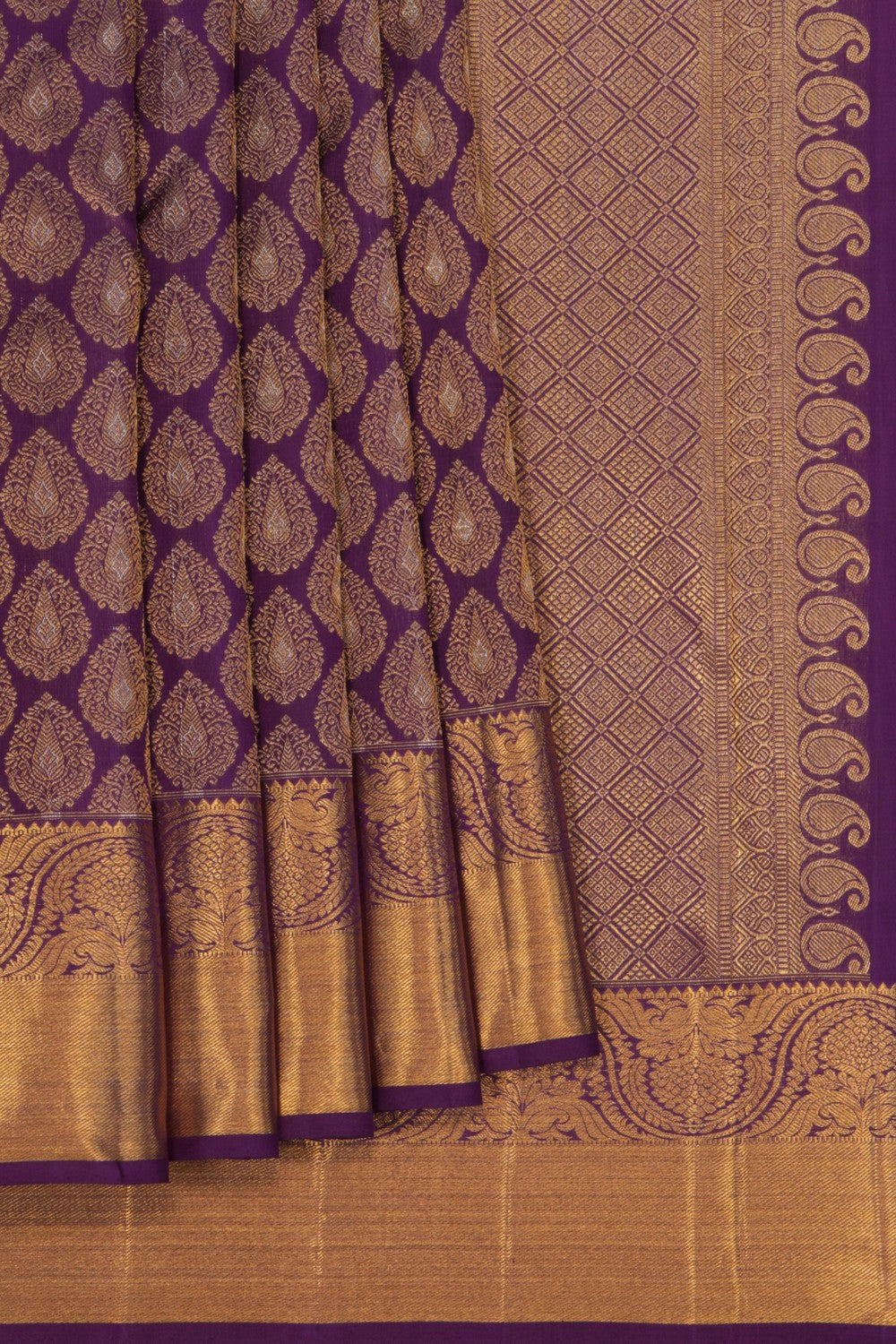 Image of Kanchipuram Silk Purple Saree