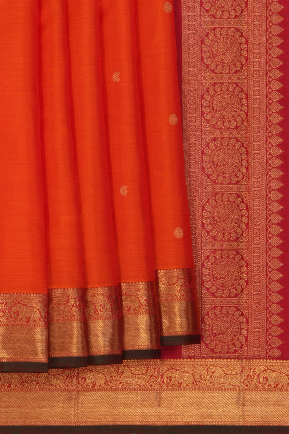 Image of Kanchipuram Silk Orange Saree