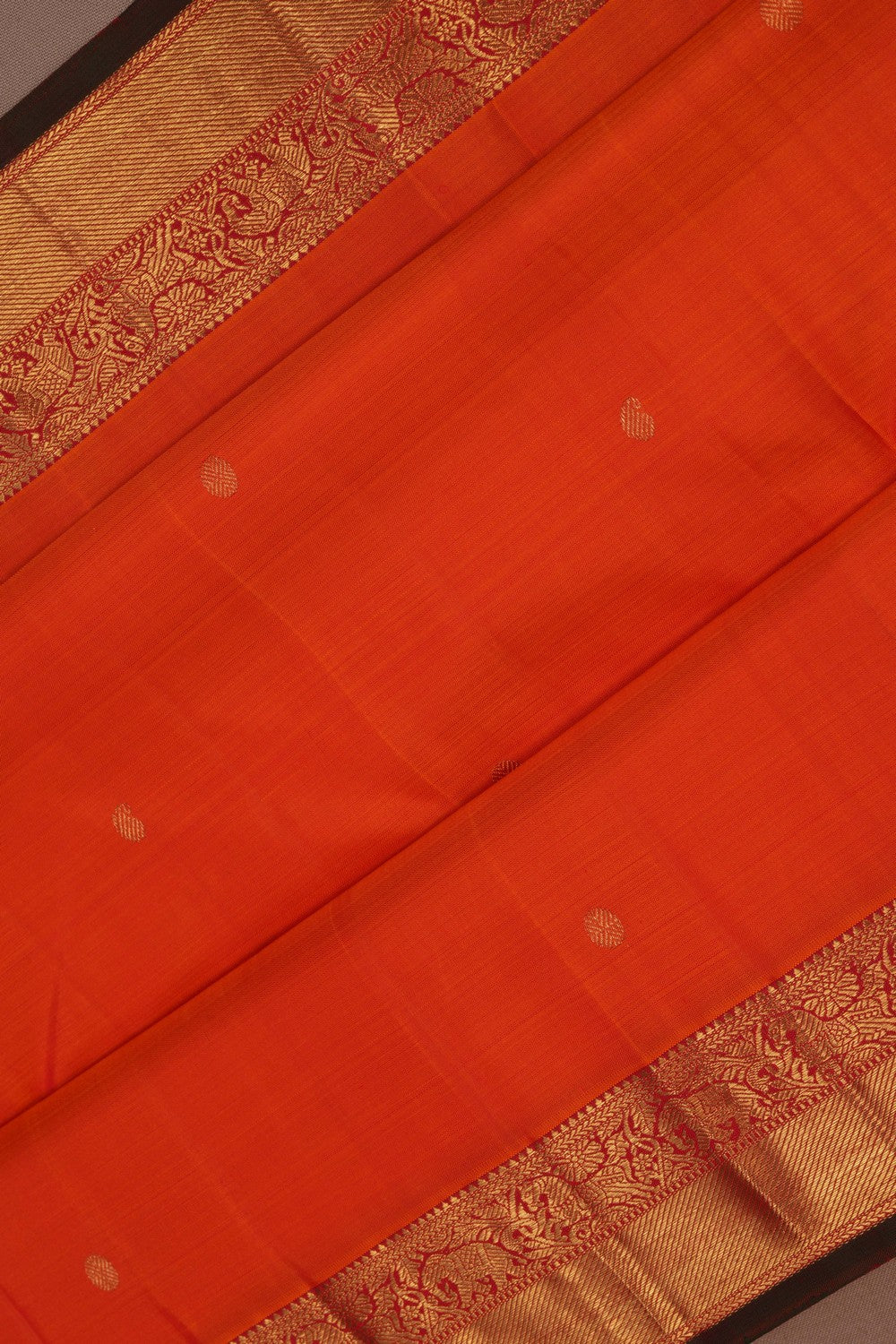 Kanchipuram Silk Orange Saree
