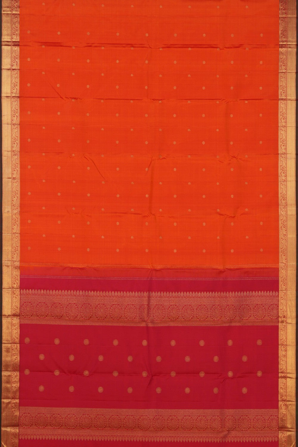 Image of Kanchipuram Silk Orange Saree