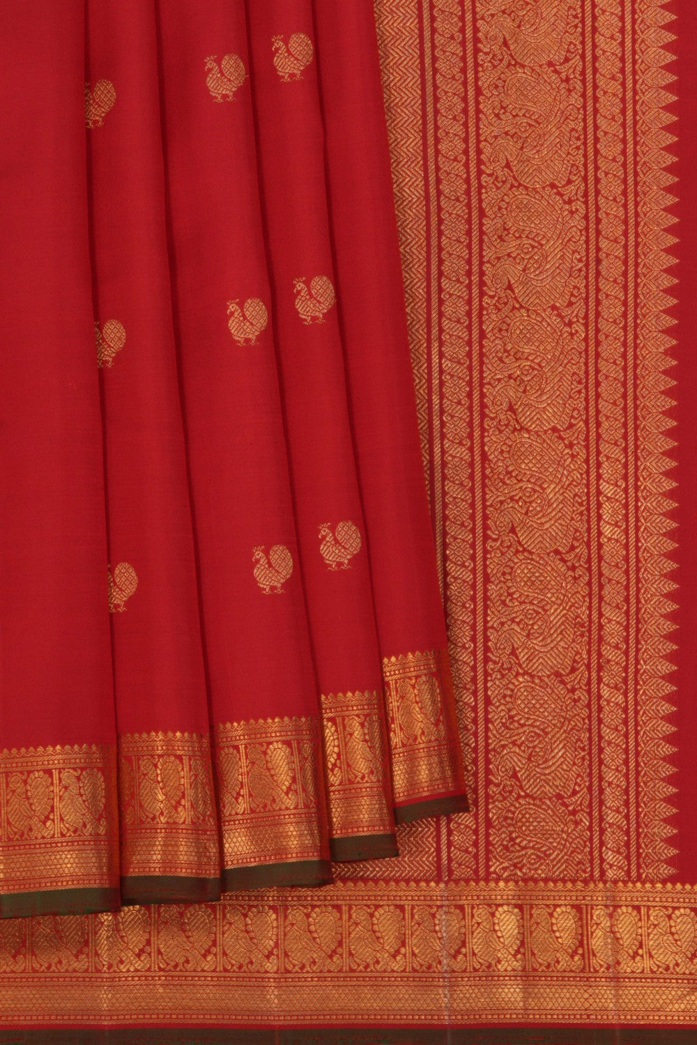 Image of Kanchipuram Silk Red Saree