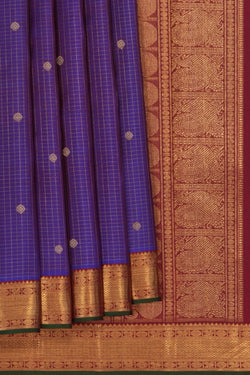 Image of Kanchipuram Silk Kattam Purple Saree