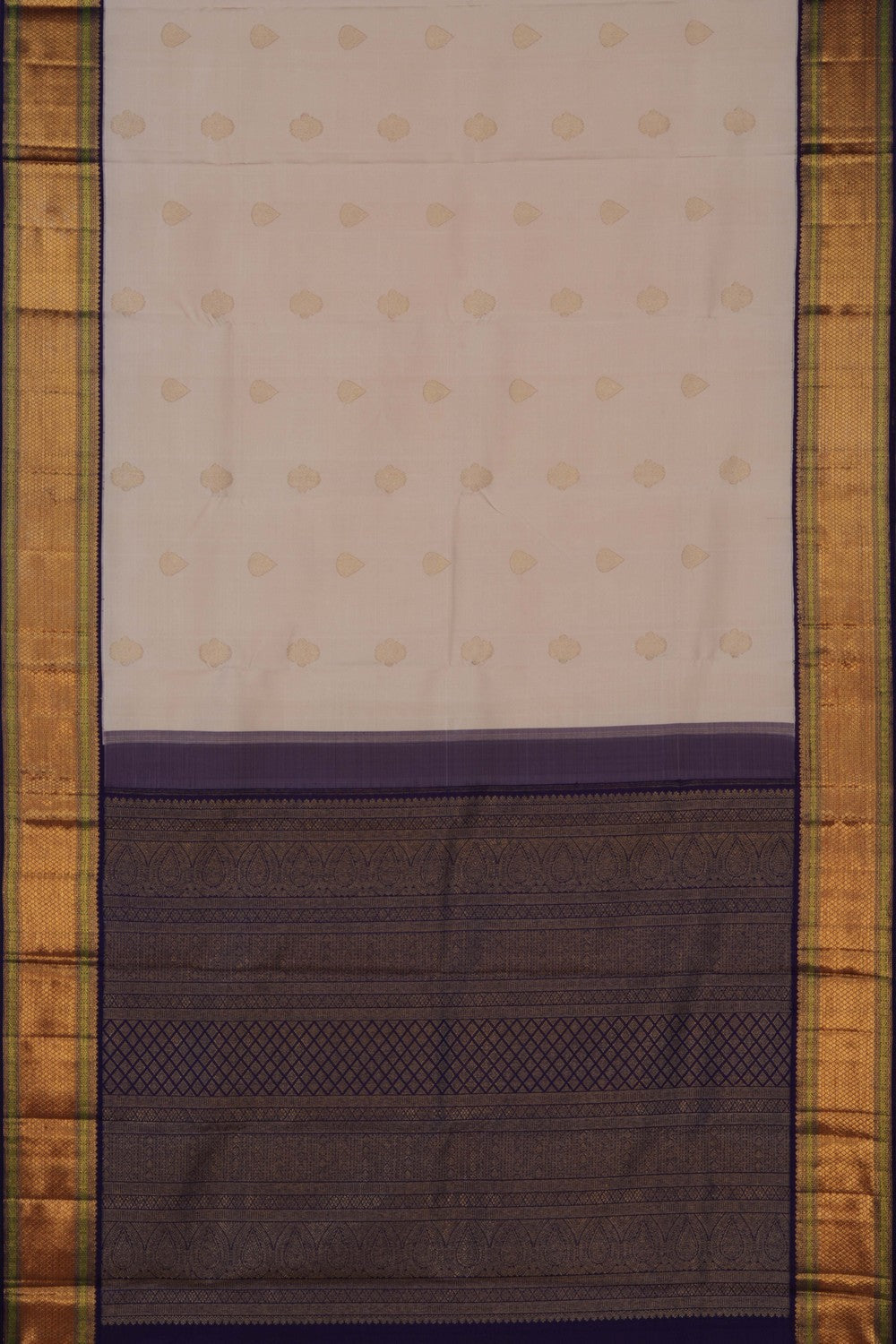 Image of Kanchipuram Silk Off White Saree