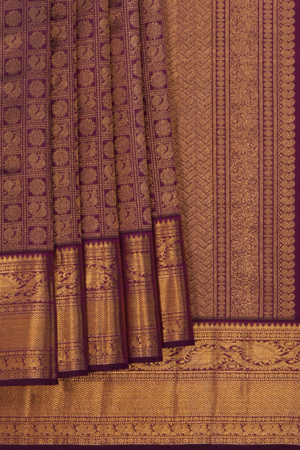 Image of Kanchipuram Silk Brocade Violet Saree