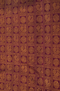 Image of Kanchipuram Silk Brocade Violet Saree