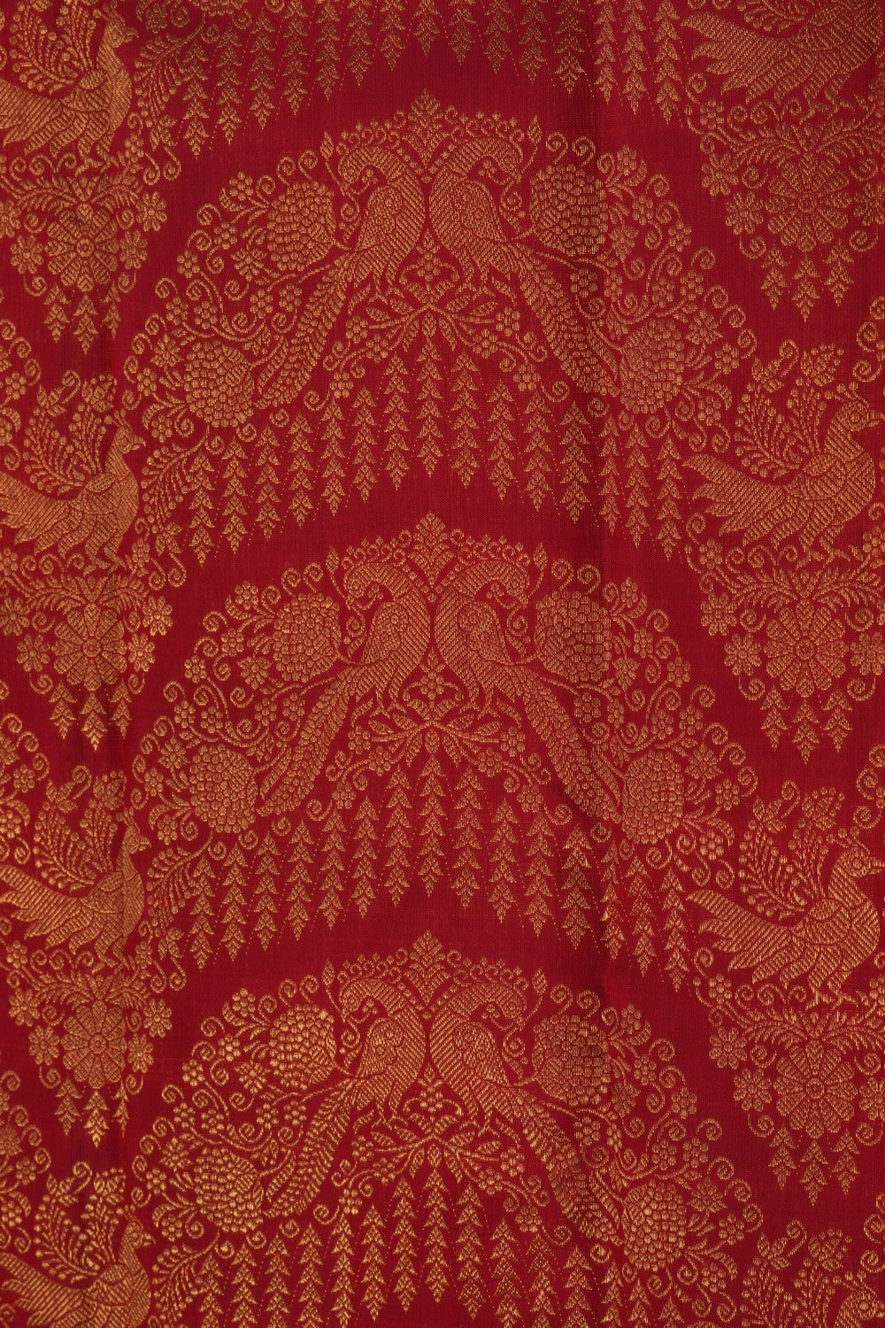 Image of Kanchipuram Silk Brocade Red Saree