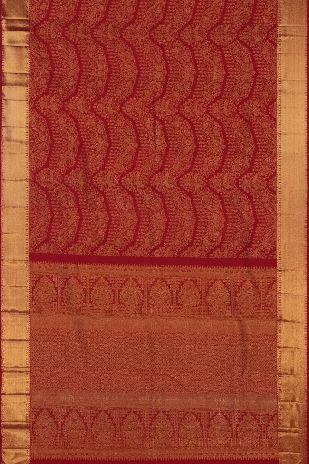 Image of Kanchipuram Silk Brocade Red Saree
