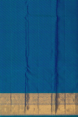 Image of Kanchipuram Silk Brocade Teal Blue Saree