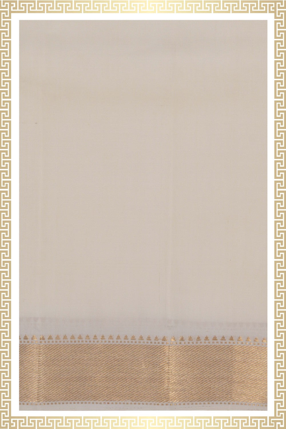 Image of Kanchi Silk White Dhoti With Kanduva (8 X 4)