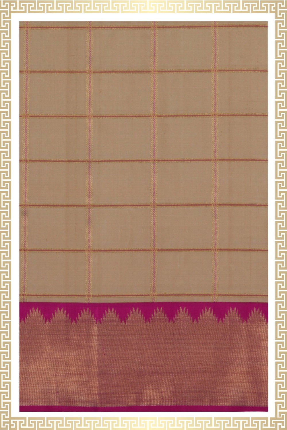 Image of Kanchi Silk Beige Dhoti With Kanduva (8 X 4)