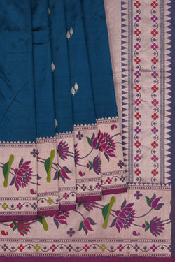 Image of Banarasi Katan Silk Blue Saree