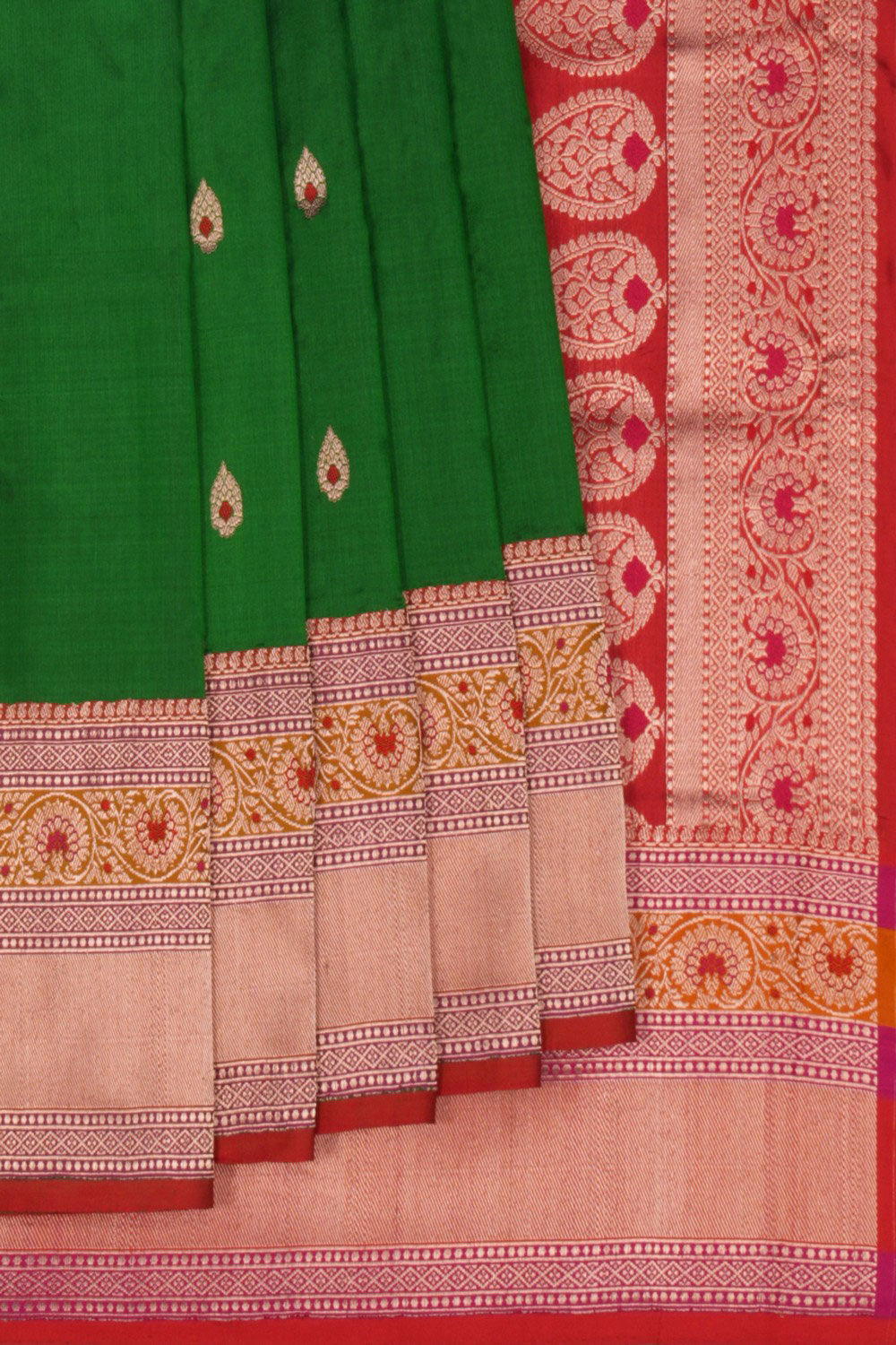 Image of Banarasi Katan Silk Green Saree