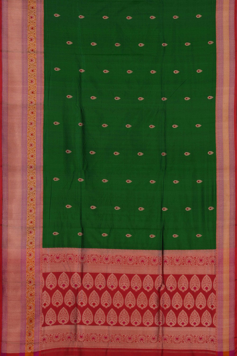 Image of Banarasi Katan Silk Green Saree