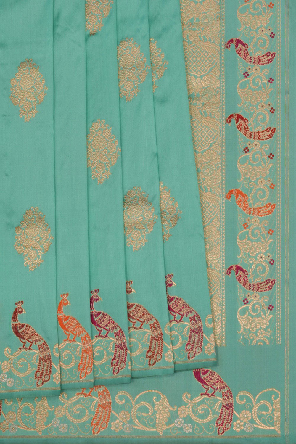 Image of Banarasi Katan Silk Turquoise Blue Saree