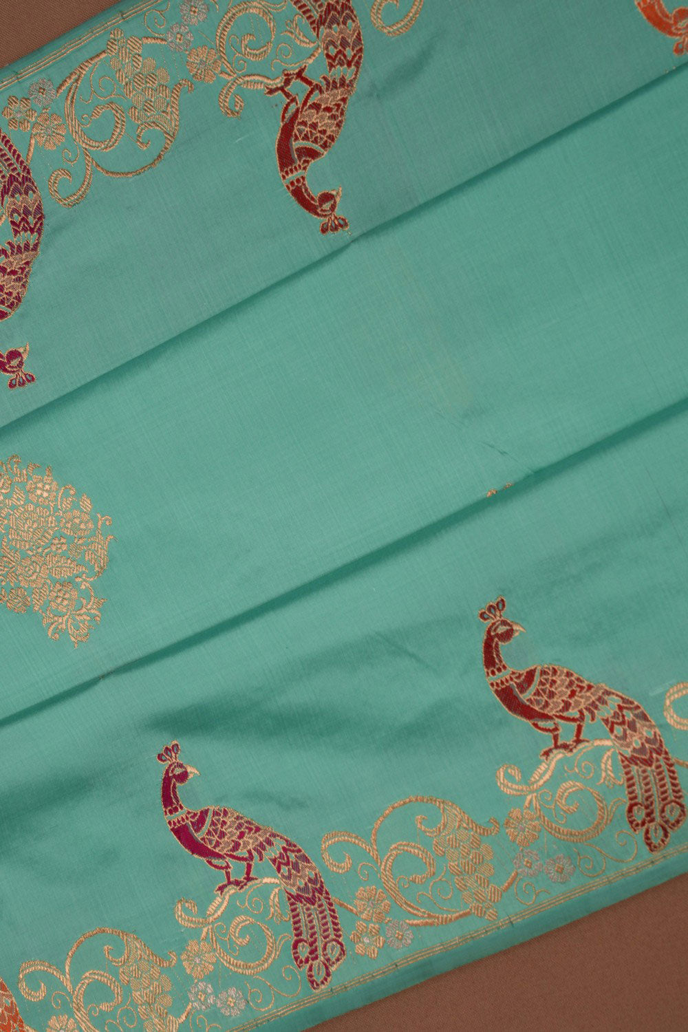 Image of Banarasi Katan Silk Turquoise Blue Saree