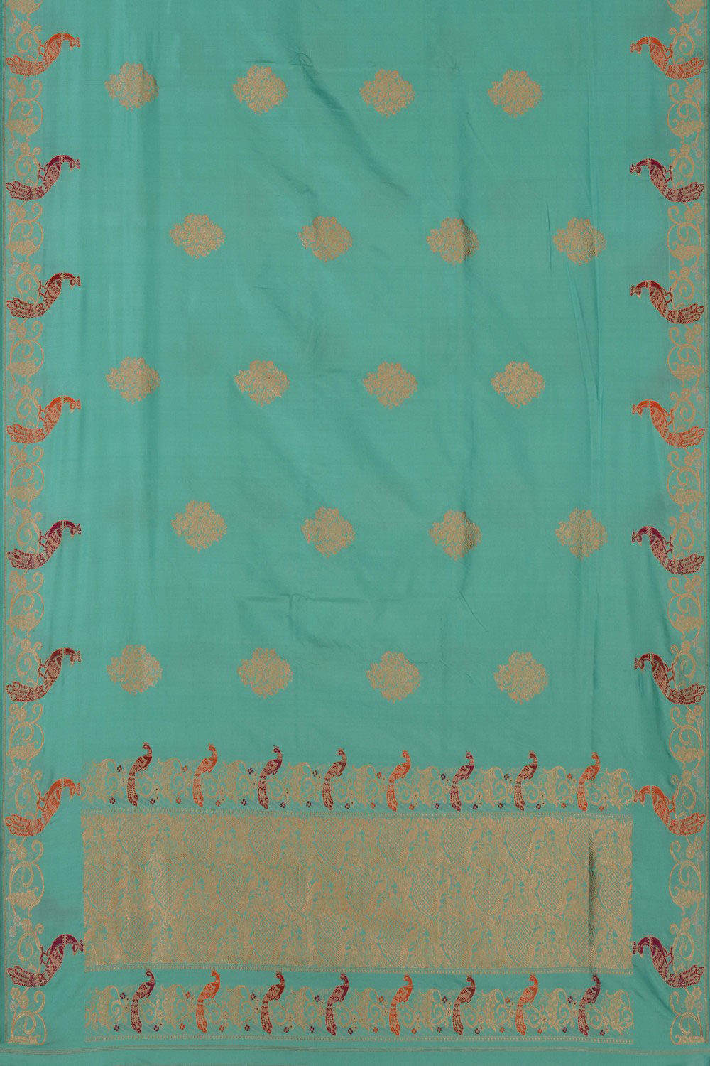 Image of Banarasi Katan Silk Turquoise Blue Saree