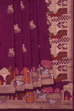 Image of Banarasi Katan Silk Violet Saree