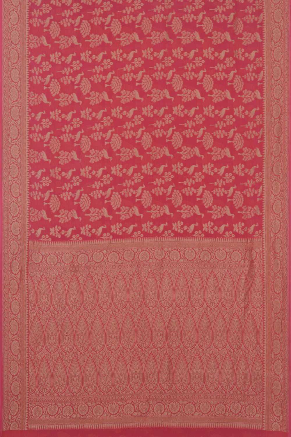 Image of Banarasi Georgette Coral Pink Saree