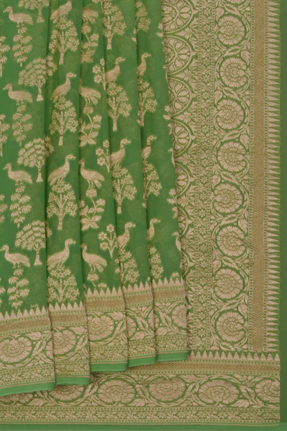 Banarasi Georgette Vibrant Green Saree