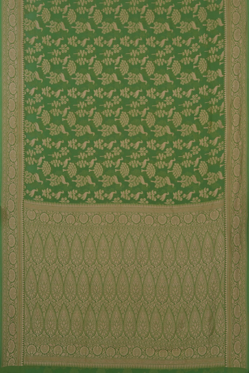 Image of Banarasi Georgette Vibrant Green Saree