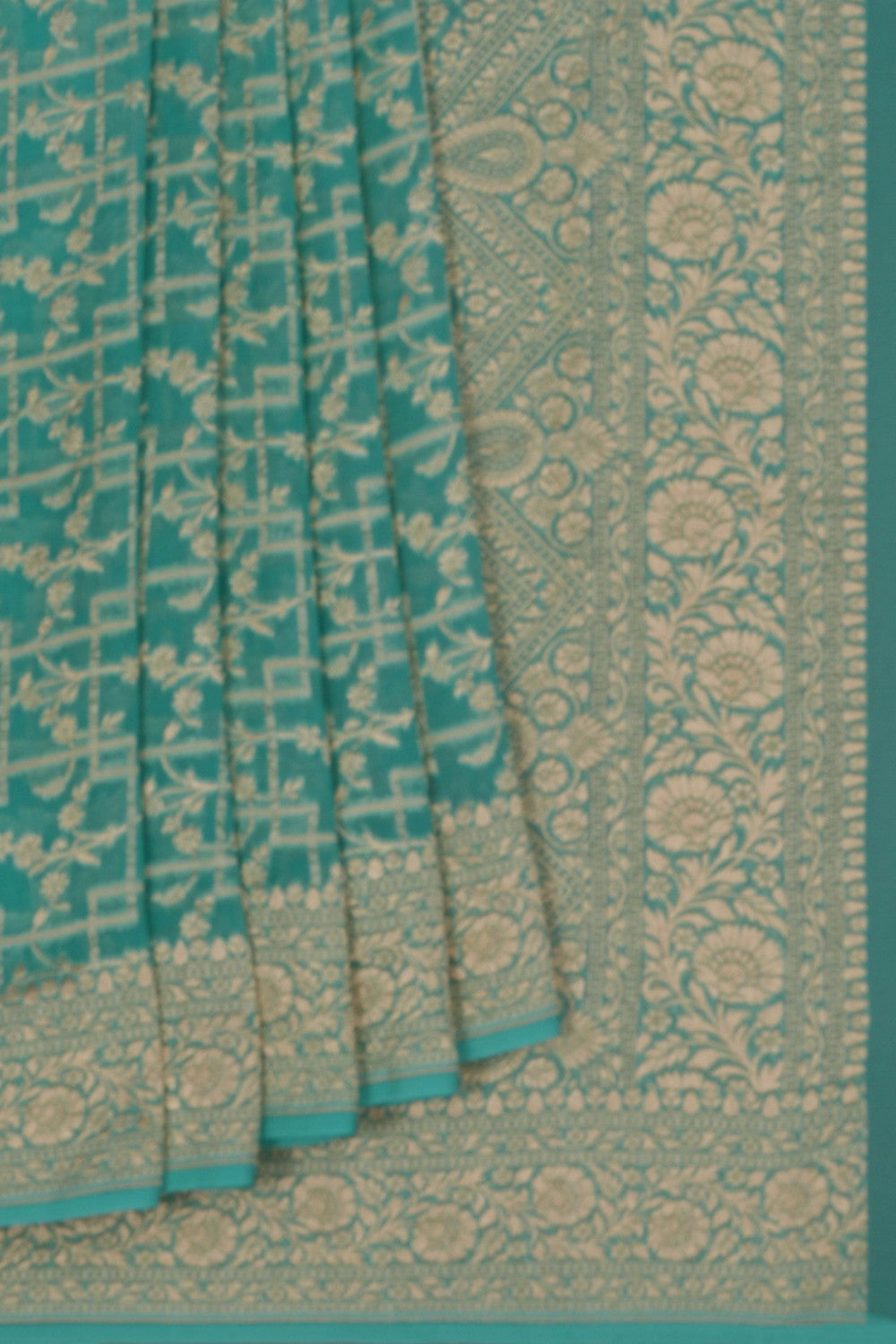 Image of Banarasi Georgette Sea Blue Saree