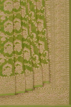 Image of Banarasi Georgette Vibrant Green Saree
