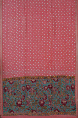 Image of Mangalgiri Silk Coral Pink Saree