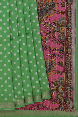 Image of Mangalgiri Silk Green Saree