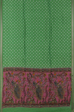 Image of Mangalgiri Silk Green Saree