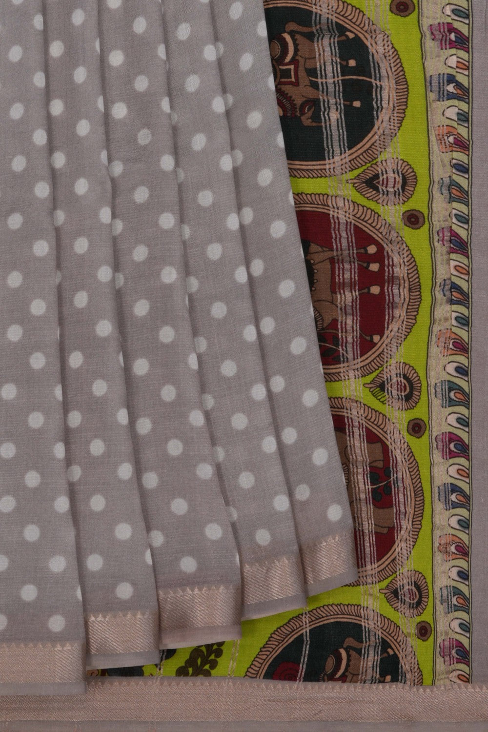 Image of Mangalgiri Silk Grey Saree