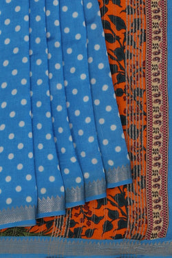 Image of Mangalgiri Silk Blue Saree