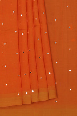 Image of Mangalgiri Silk Orange Saree