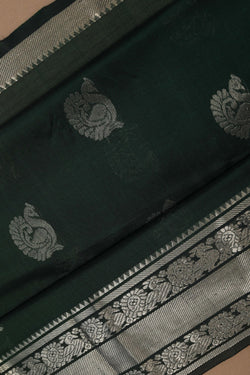 Image of Mangalgiri Bottle Green Saree