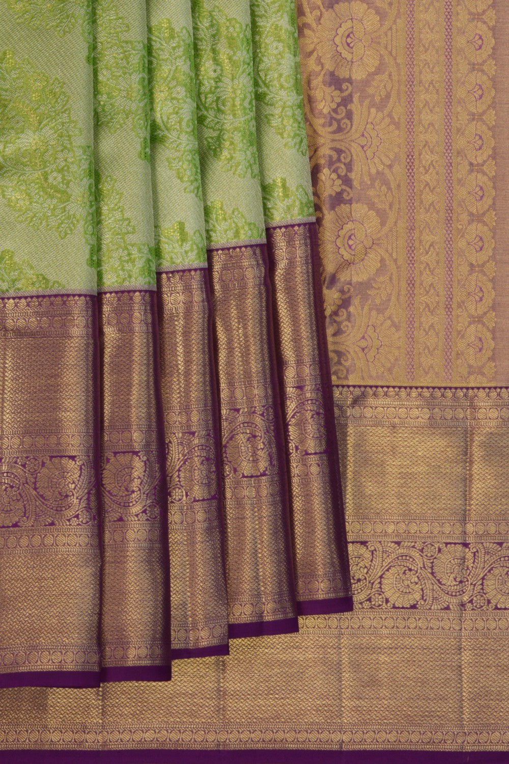 Kanchipattu Tissue Brocade Green Saree