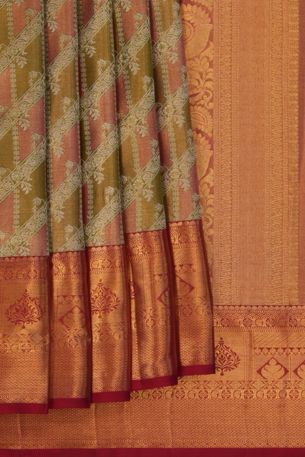 Kanchipattu Tissue Brocade Green Saree