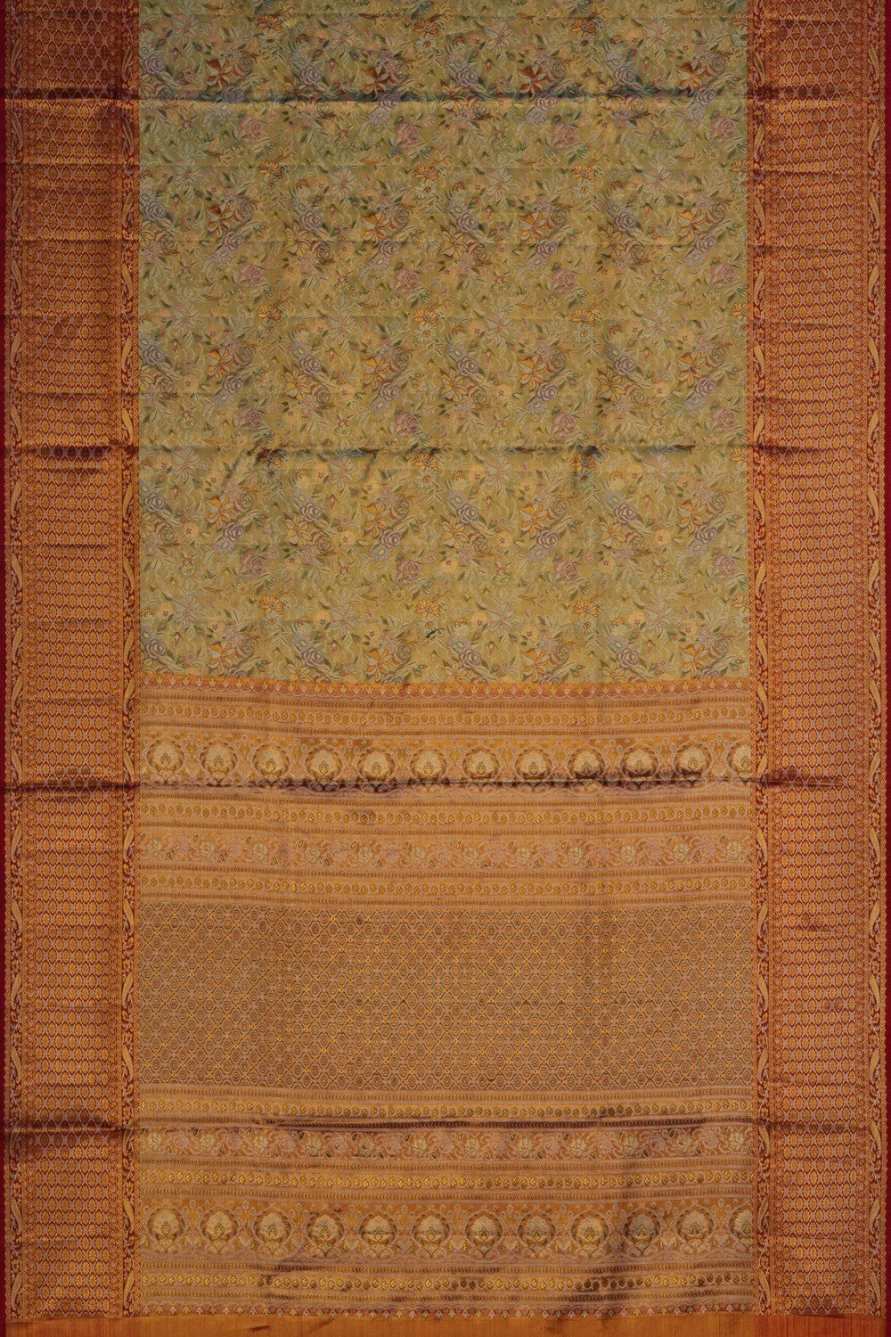 Image of Kanchipattu Tissue Brocade Green Gold Saree