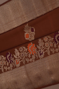 Image of Kanchipuram Silk Brown Saree