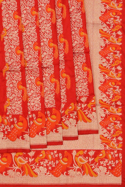 Image of Banarasi Silk Coral Red Saree