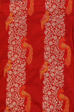 Image of Banarasi Silk Coral Red Saree