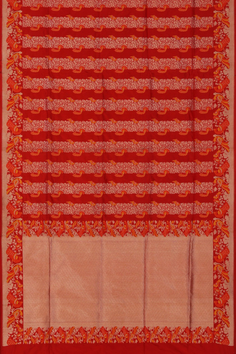 Image of Banarasi Silk Coral Red Saree