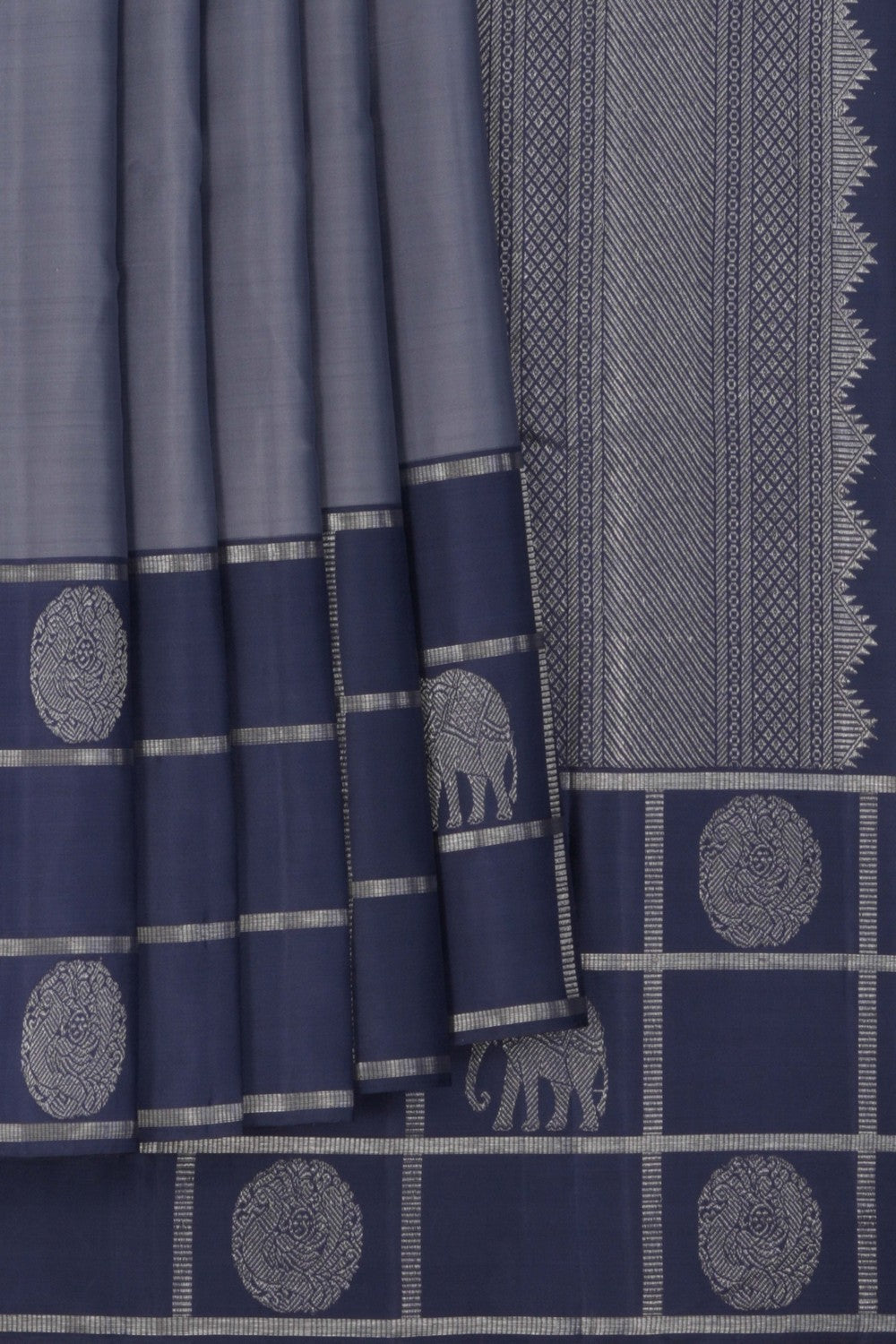 Image of Arani Silk Grey Saree