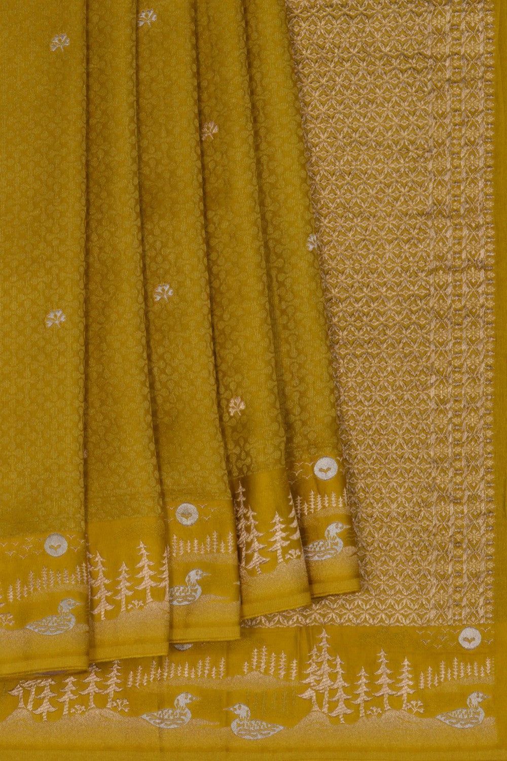 Image of Banarasi Satin Silk Moss Green Saree